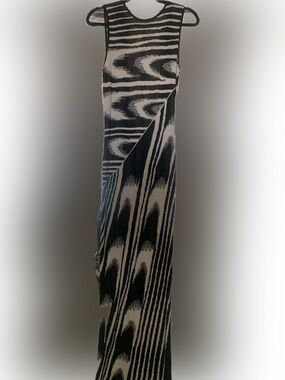 Rehab Lab Black and Cream Maxi Dress with Abstract All Over Print
